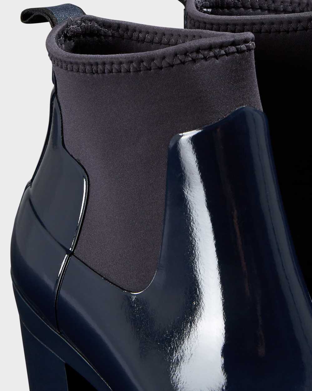 Hunter Refined Slim Fit Gloss Mid Heel Women's Boots NZ-21070O Navy